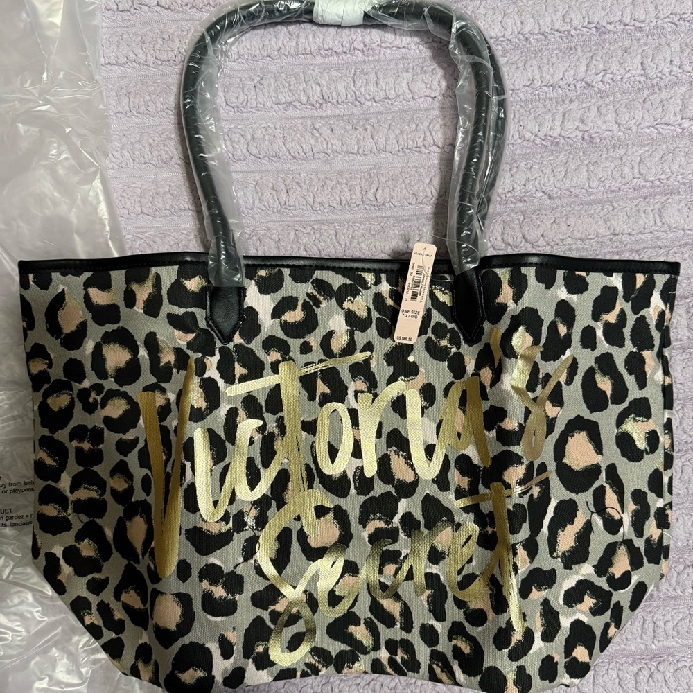 Victoria's Secret Leopard Print Tote - Gold and Black